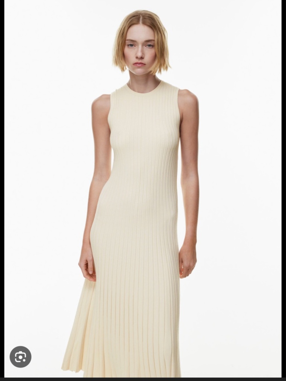 Aritzia Sleeveless Ribbed Maxi Dress in Soft Cream